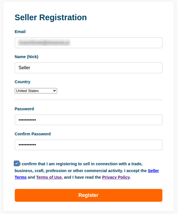 YourPDF.store seller registration form