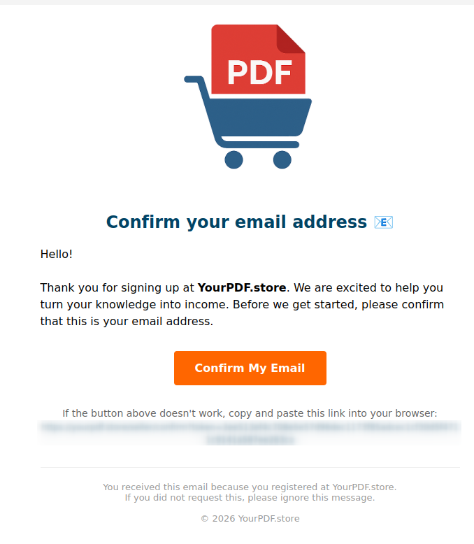 YourPDF.store confirmation email